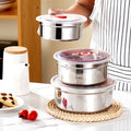 Stainless Steel Food Storage Containers with Airtight Plastic Lids – 3 Pieces
