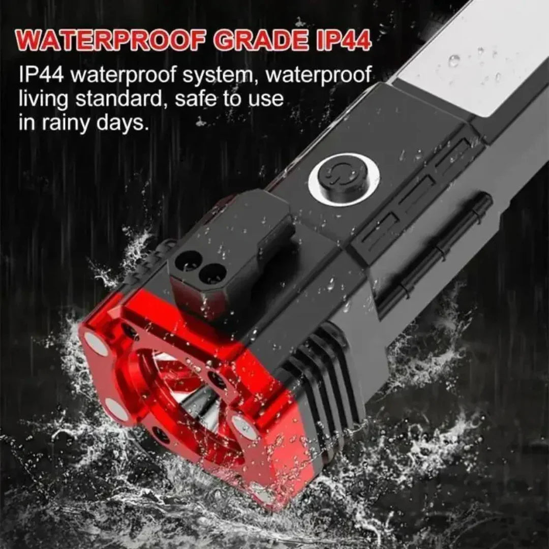 High-Brightness LED Flashlight | Power Bank & Safety Hammer